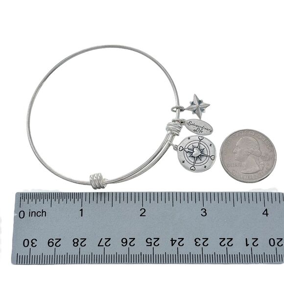 Footnotes Sterling Silver 925 Go Confidently Quote Charm Slide Bracelet 7.5" - Picture 5 of 6